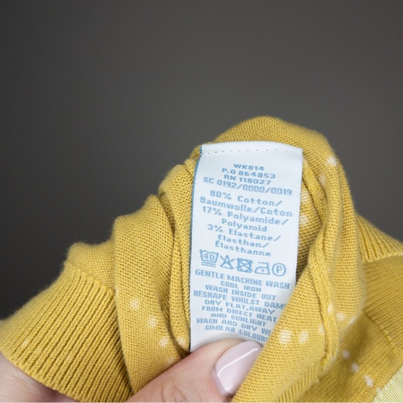 Boden Crew Neck Polka Dot Pattern Button Up Cardigan - Picture 6 of 6